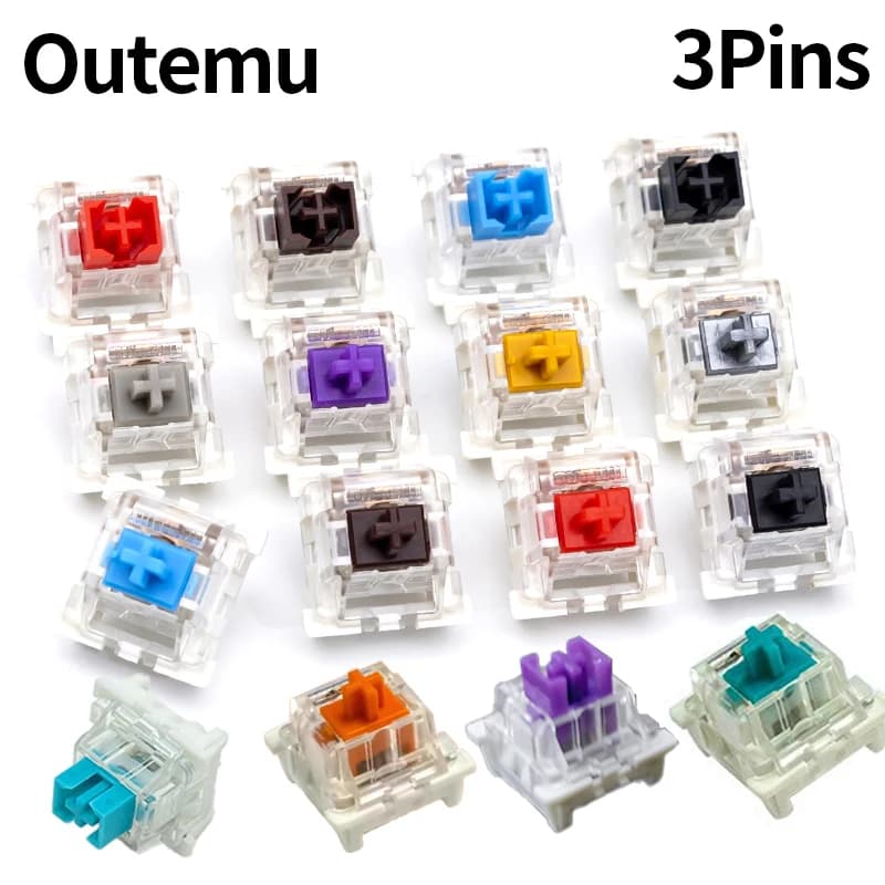 مفاتيح Outemu 3Pin، متوفرة بأنواع خطي، لمسي، كليكي، صامت، متوافقة مع لوحات مفاتيح MX الميكانيكية، مناسبة للتجميع الذاتي