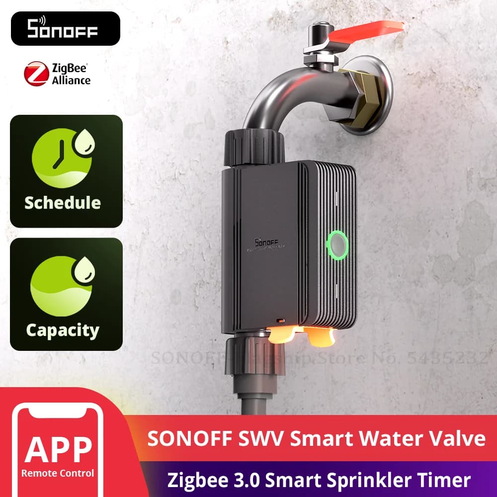 صمام مياه ذكي SONOFF SWV Zigbee 3.0 مقاوم للماء IP55 متحكم في الرشاشات للري المنزلي الذاتي متوافق مع eWeLink وAlexa وGoogle