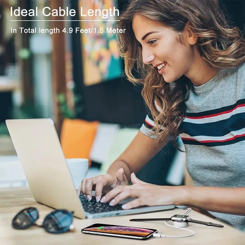 شاحن لاسلكي مغناطيسي جديد لساعة أبل سلسلة 9 و8 و7 و6 و5 و4 وSE، كابل شحن سريع من نوع USB-C متوافق مع iWatch سلسلة 6 و3 و5 و3 و2 و1 - 6