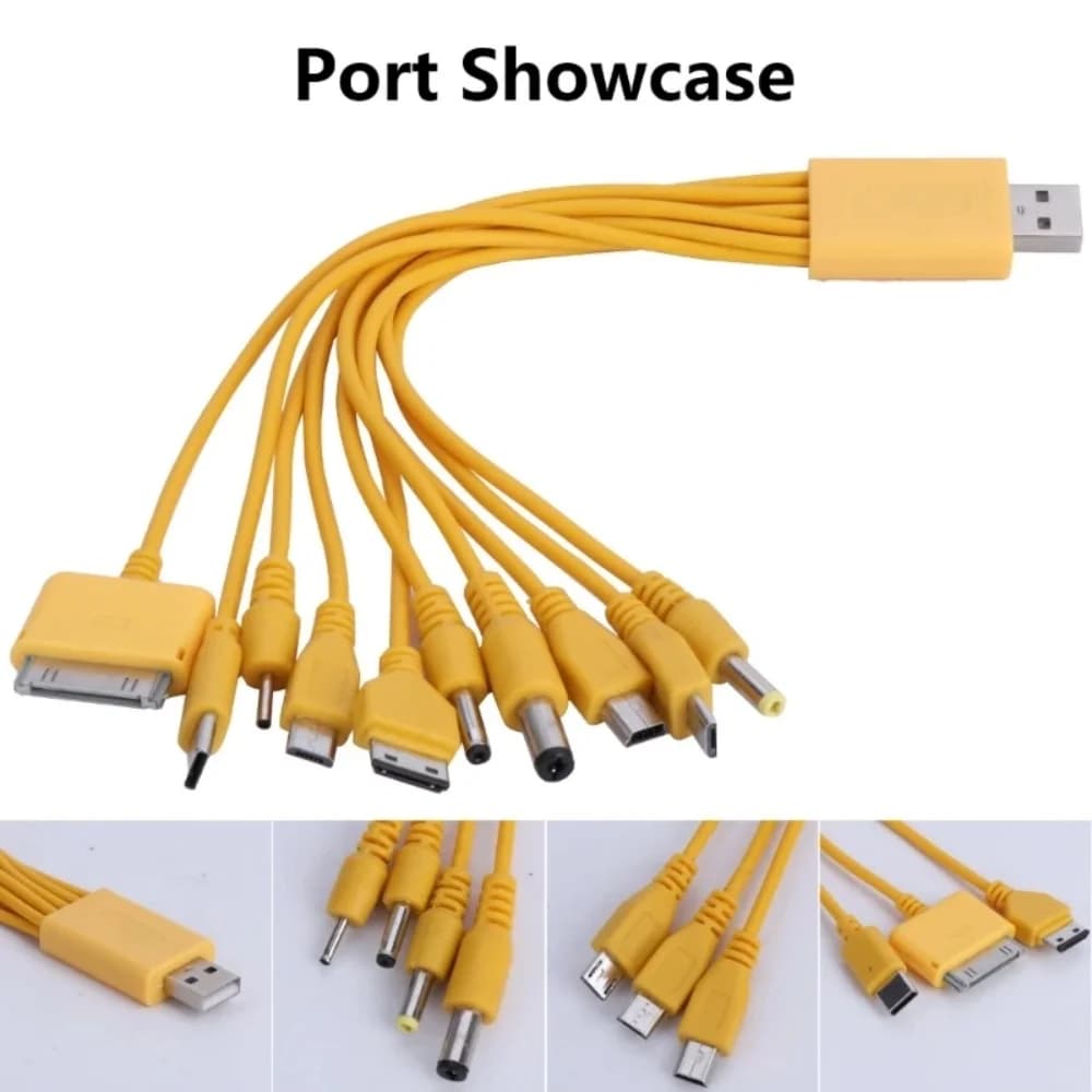 10 في 1 كابل USB متعدد الوظائف كابل شحن الهاتف العالمي متعدد الرؤوس كابل شحن الحبل لشاحن الهاتف سامسونج نوكيا - 2