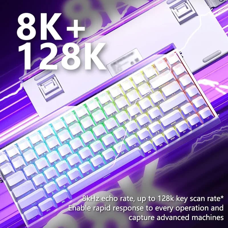 لوحة مفاتيح ميكانيكية سلكية AULA HERO84 HE، إضاءة RGB، إيقاع موسيقي، معدل استجابة 8K، مفتاح مغناطيسي، إكسسوارات كمبيوتر للاعبين - 2