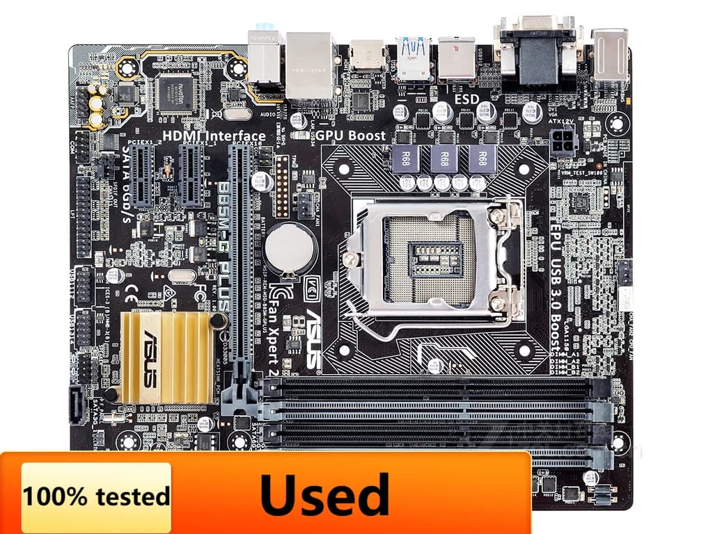 لوحة أم أصلية مستعملة Asus B85M-G PLUS، شريحة Intel B85، مقبس LGA 1150، معالجات Core i7/i5/i3، ذاكرة DDR3 32 جيجابايت