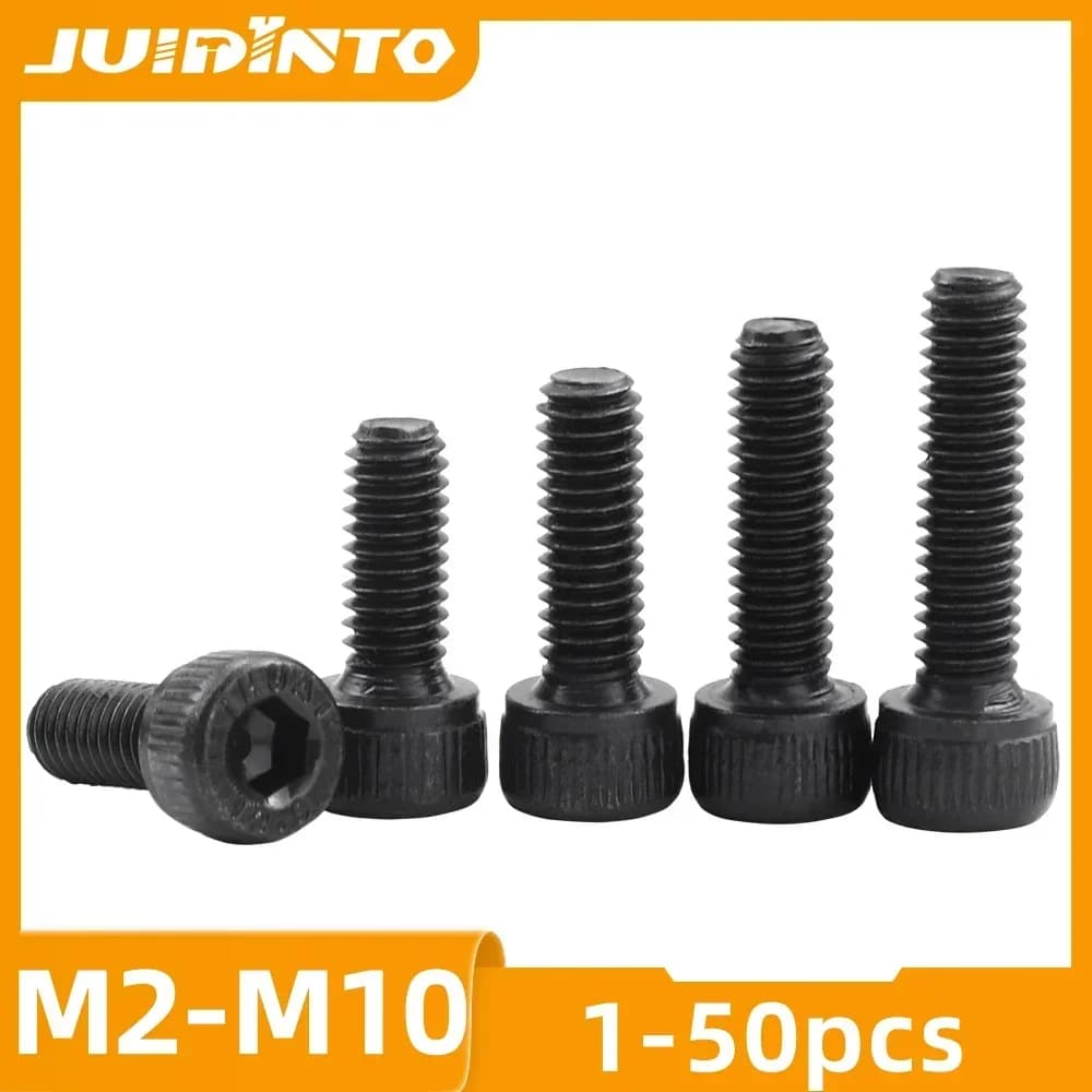JUIDINTO 1-50 قطعة برغي برأس سداسي 12.9 فولاذ كربوني برغي ألن M2 M2.5 M3 M4 M5 M6 M8 M10 برغي برأس سداسي لدراجة MTB