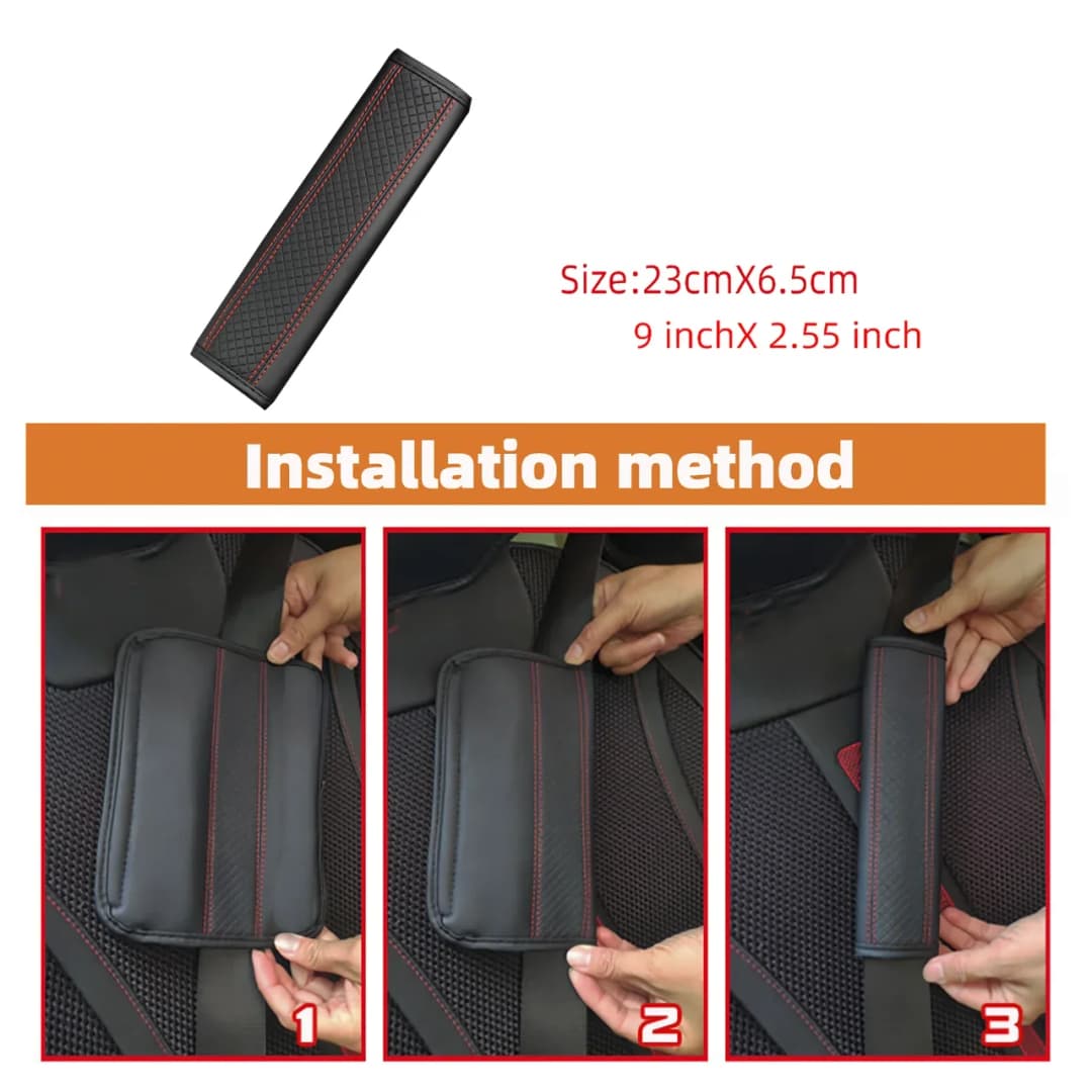 1PCS PU Leather Embossed Car Seat Belt Shoulder Cover Decompression Comfort Car Accessories Safety Belt Protective Cover - 5