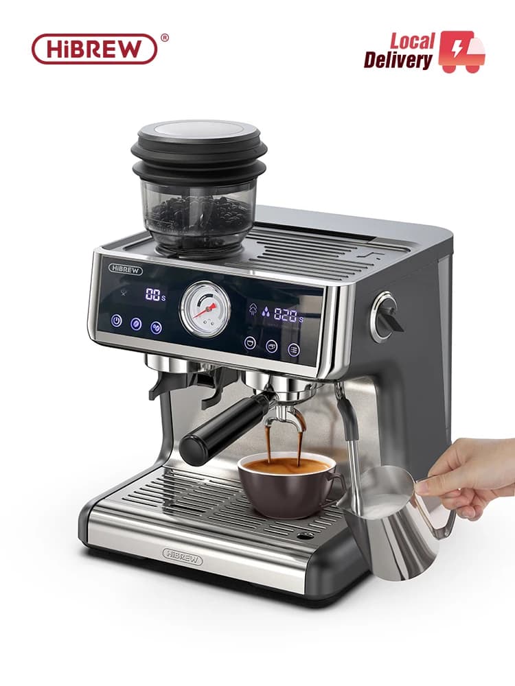 نظام غلاية مزدوجة HiBREW Barista Pro 20Bar، آلة قهوة من الحبوب إلى الإسبريسو مع مجموعة كاملة للمقهى والفندق والمطعم H7A
