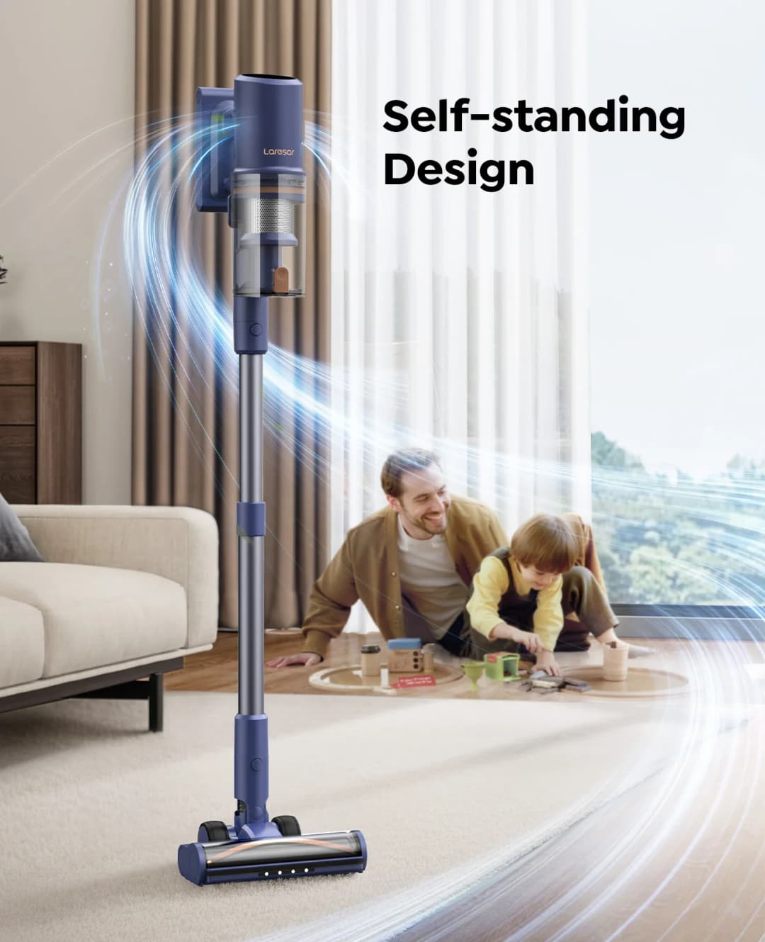 Laresar V11 650W 75000PA Ultra-Strong Cordless Vacuum Cleaner,90 Min Long Runtime,Removable Battery & Smart Display Vacuum - 6