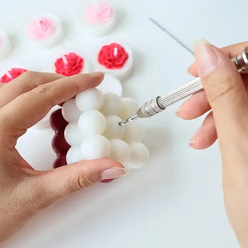مجموعة أدوات ثقب لصنع الشموع مع 2 رؤوس حفر بأطوال مختلفة لثقب الشموع دي اي واي ومشاريع فنية - 4