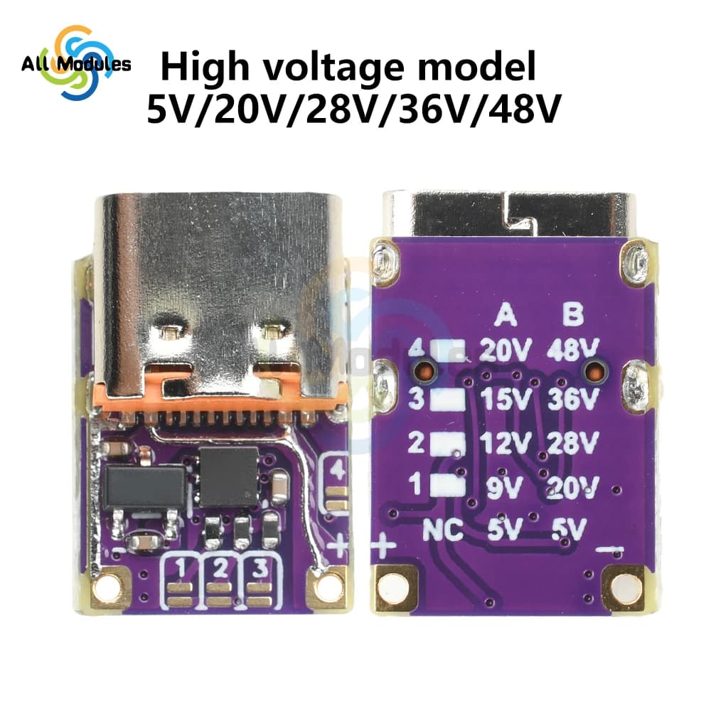 PD QC Fast Charging Module Type-C Fast Charging Trigger Decoy Module 5V-20V/20V-48V Output for DIY Power Bank - 3