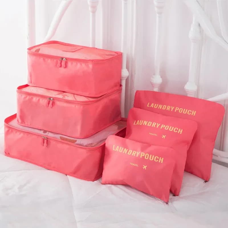 6 PCS Travel Storage Bag Set for Clothes Tidy Organizer Wardrobe Suitcase Pouch Travel Organizer Bag Case Shoes Packing Cube Bag - 5
