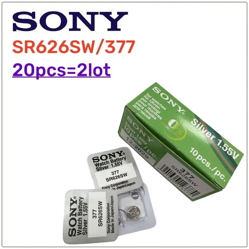 20Pcs Original SONY 377 SR626SW LR626 AG4 1.55V Batteries LR66 377 377A Alkaline Battery Watch Toys Car Remote Coin Cell