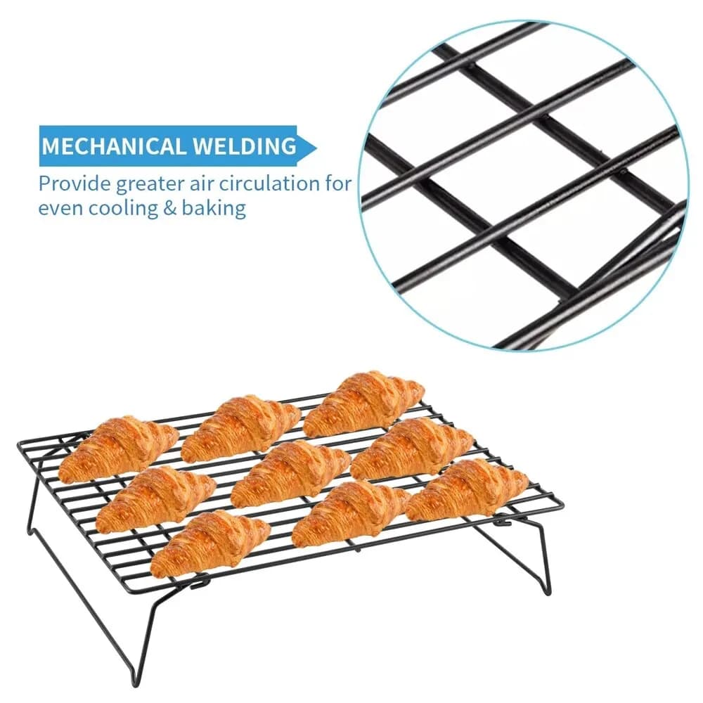 Non Stick Wire Grid Baking Tray Cake Cooling Rack Stainless Steel Oven Kitchen Pizza Bread Cookie Holder Barbecue Shelf - 3