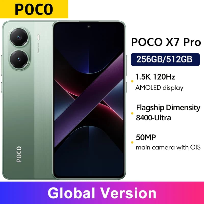 Global Version POCO X7 Pro Smartphone Dimensity 8400-Ultra 6000mAh 90W HyperCharge NFC 6.67" 1.5K 120Hz AMOLED display