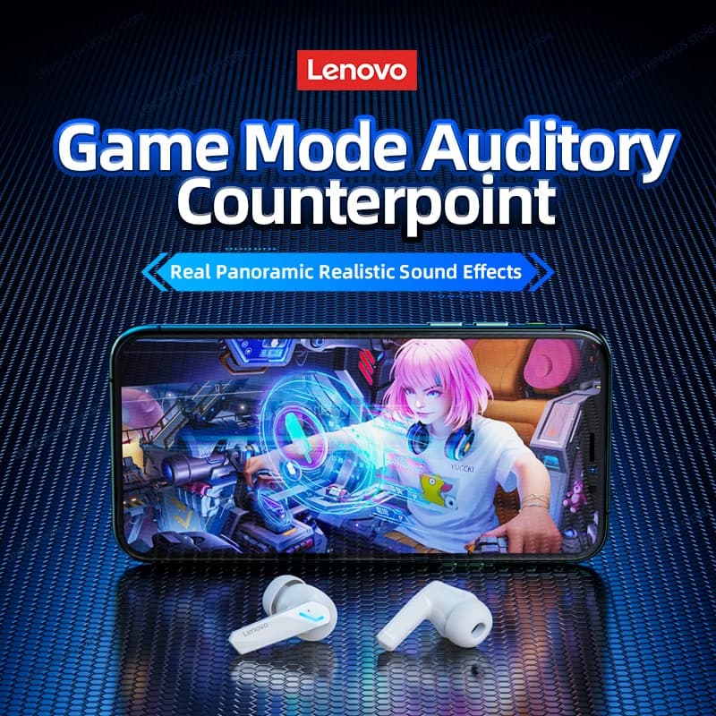 سماعة أذن Lenovo GM2 Pro 5.3 الأصلية سماعات بلوتوث لاسلكية سماعات رأس منخفضة الكمون مكالمات HD سماعة رأس ألعاب ثنائية الوضع مع ميكروفون - 5