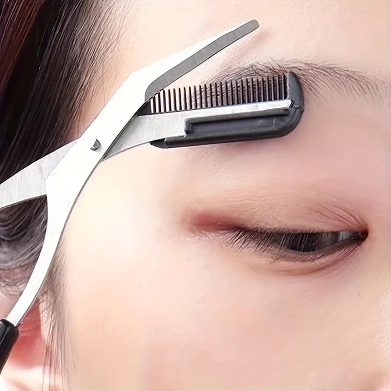 Stainless Steel Eyebrow Trimming Scissors With Comb, Safe Eyebrow Trimming Makeup Tool, Precise Creation Of Perfect Eyebrow Shap - 2