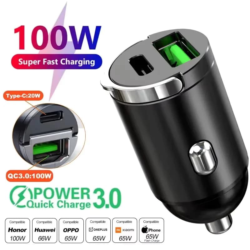 240W Car Charger Fast Charging 2 USB Ports Adapter for IPhone Samsung Xiaomi Quick Charging Chargers with Digital Display - 2