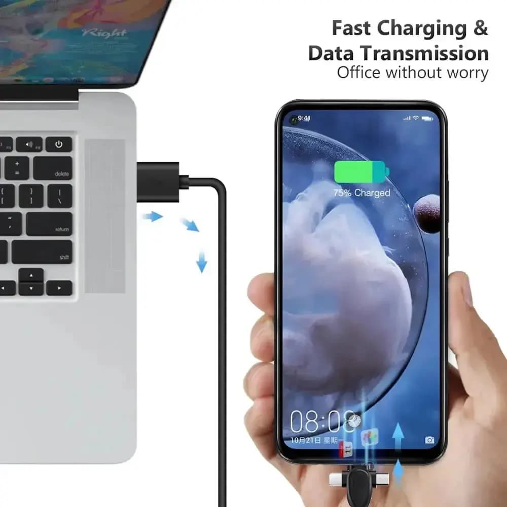 66W 3 4 6 in 1 USB C Multi Fast Charging Cable 30cm Short OTG Sync Data Cord USB A/C to Type C/Micro For Portable Power Bank - 4