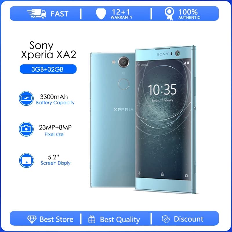 سوني اكسبيريا اكس ايه 2 اتش 3113 مجدد اصلي مفتوح اندرويد هاتف ثماني النواة 5.2 بوصة 3 جيجا رام 32 جيجا روم 23 ميجا بكسل 4 جي هاتف ذكي