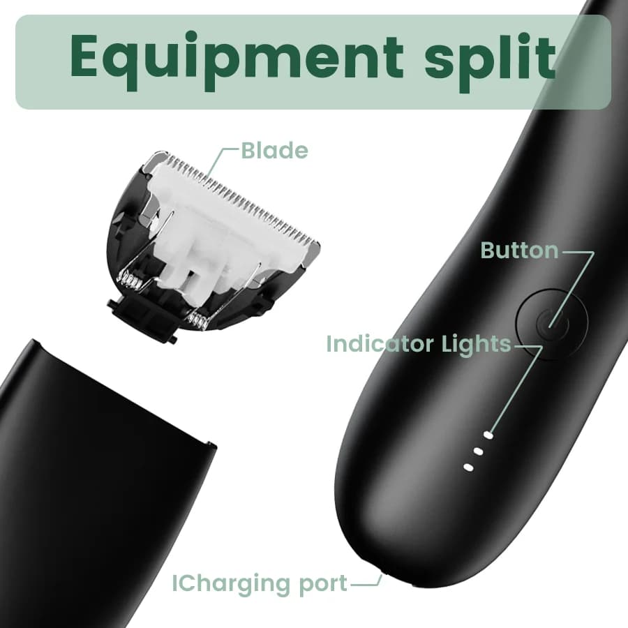 Men's Electric Groin & Body Shaver - Waterproof Dual Head Trimmer Kit w/ LED Light & Foil Blades - 6