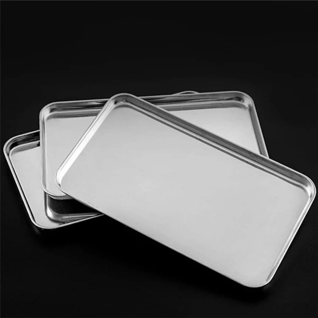Rectangle Stainless Steel Tray Buffet Presentation Tray Metal Food Serving Plate Rice Noodle Pan Home Dishes Storage Organizer - 3