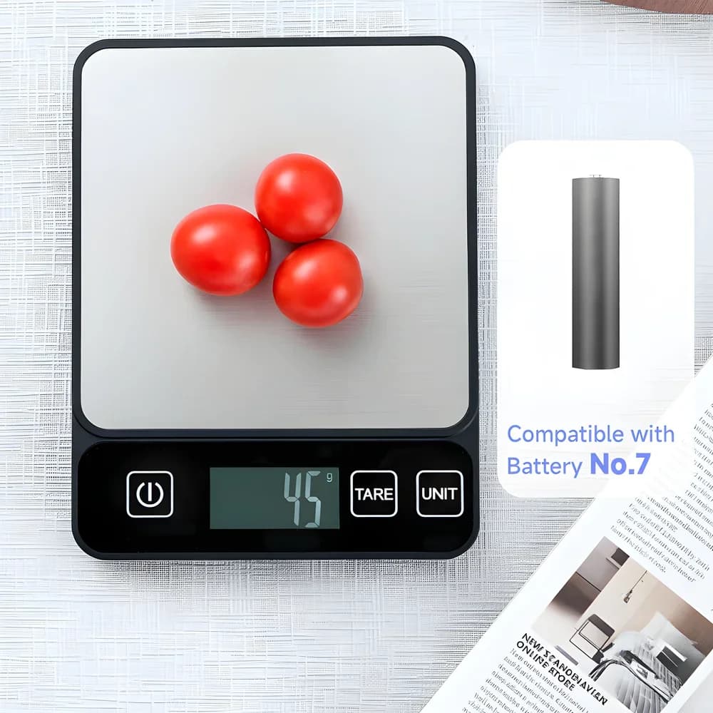 ميزان مطبخ 10 كجم، شاشة LCD رقمية، ميزان طاولة إلكتروني، موازين وزن جرام للخبز، ميزان طعام صحي شخصي - 4
