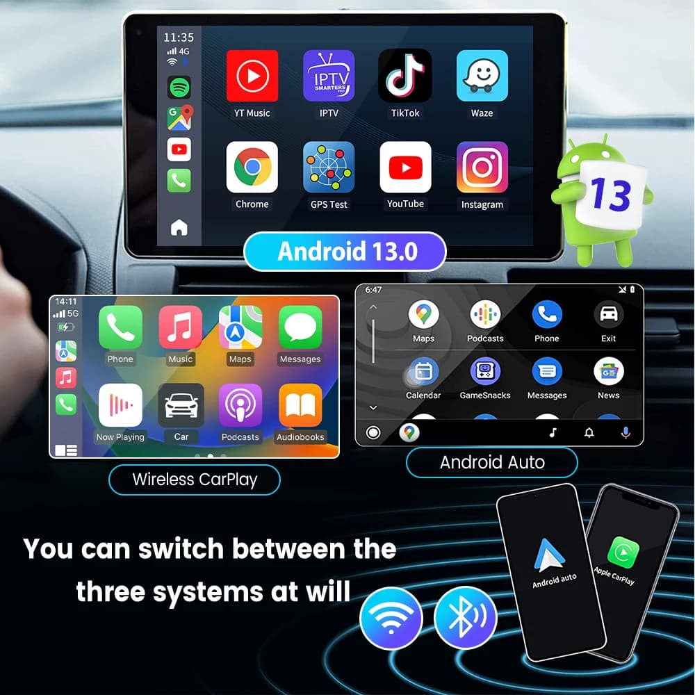 CarlinKit أندرويد أوتو كاربلاي لاسلكي أندرويد 13 صندوق تلفزيون AI QCM6125 8 نواة شاشة منقسمة 64G 128G لنتفليكس يوتيوب بلاي ستور - 4