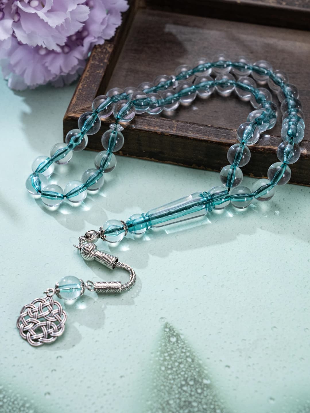 1 PC 45 Tasbih Handmade Beaded Bracelet, 5 Colors Optional, With Arabic Pattern Pendant, Muslim Worship, Friend Gift - 6