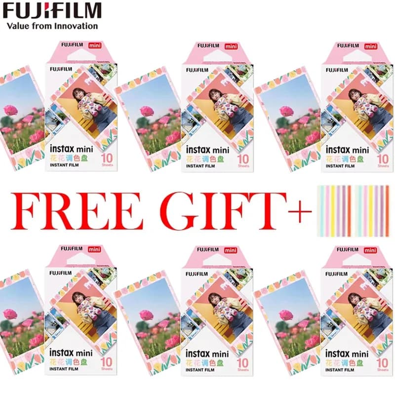 10-60 ورقة من فيلم Fujifilm Instax Mini 12/11/8/9 بألوان زهرية وورق صور فوري من Fuji لكاميرات 70/7s/50s/90/25 Share