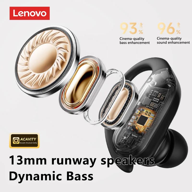 سماعات رأس لينوفو XT55 لاسلكية بلوتوث 5.4، صوت محيطي HIFI، مكالمات HD، خطاف أذن OWS، إلغاء الضوضاء، سماعات رياضية - 6