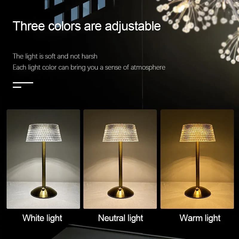 مصباح ليلي LED قابل لإعادة الشحن يعمل باللمس مصباح غرفة نوم مصباح مكتب زجاجي LED ديكور جو غرفة النوم - 6