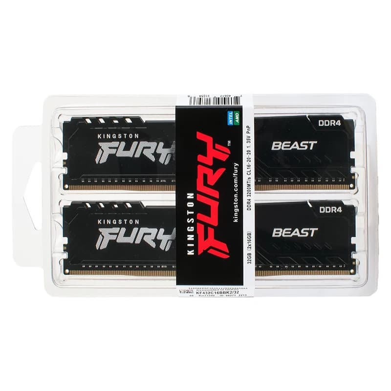 ذاكرة رام كينجستون BEAST DDR4 لسطح المكتب DIMM بسعة 16 جيجابايت (2x8 جيجابايت) و32 جيجابايت (2x16 جيجابايت) بتردد 2666 ميجاهرتز و3200 ميجاهرتز و288Pin لذاكرة سطح المكتب - 2