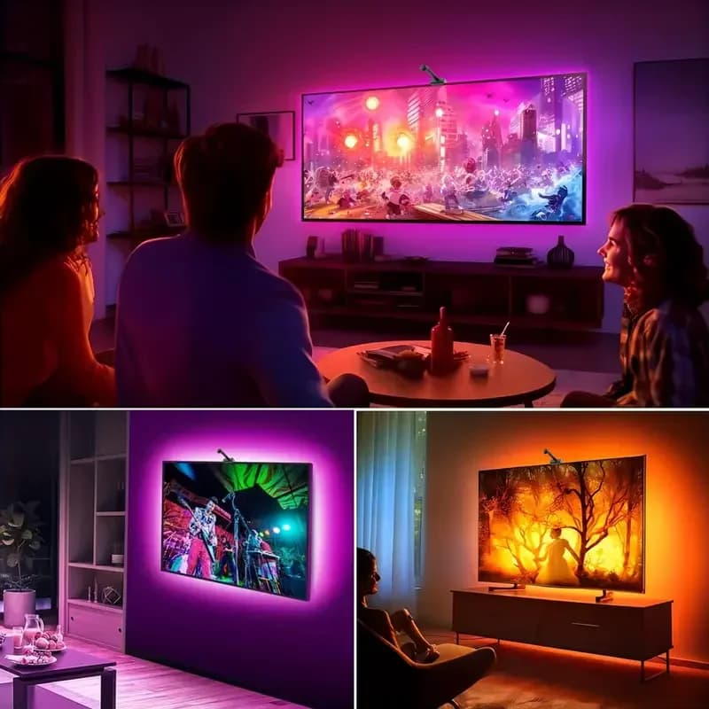 إضاءة خلفية للتلفزيون/الكمبيوتر مع التقاط الألوان، أضواء LED لشاشات 55-75 بوصة، إضاءة غرفة الألعاب الذكية - 6