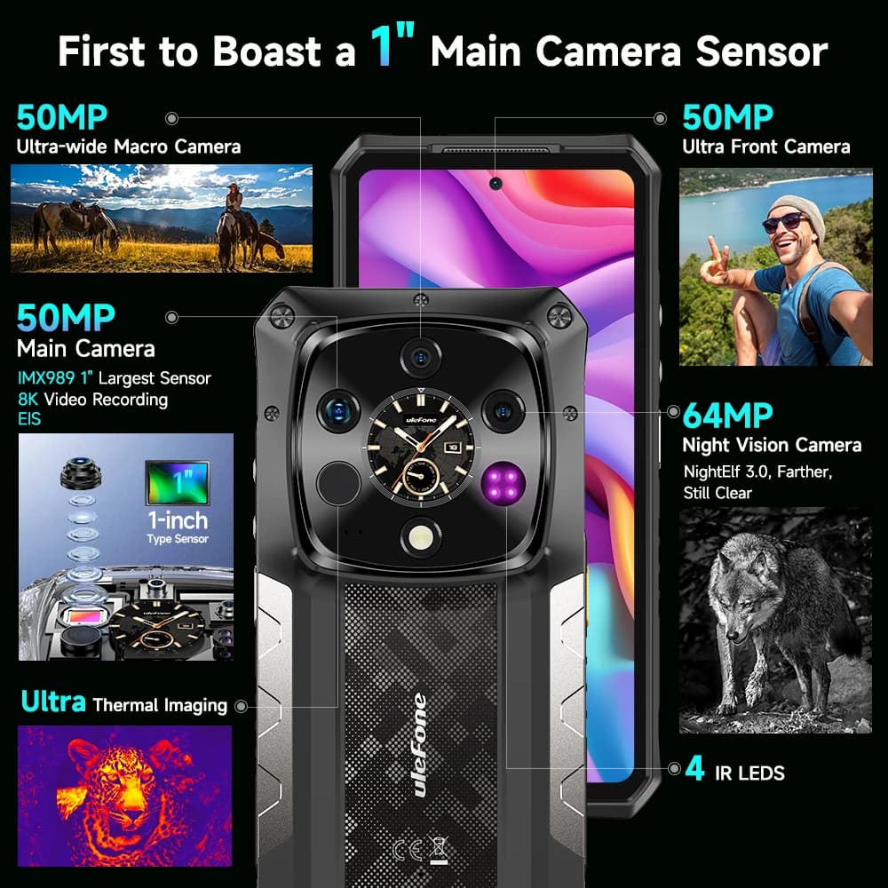 هاتف Ulefone AI Armor 28 Ultra 5G للتصوير الحراري متين بمعالج MTK Dimensity 9300+ وشاشة AMOLED بنظام أندرويد وسعة تخزين 1 تيرابايت - 4