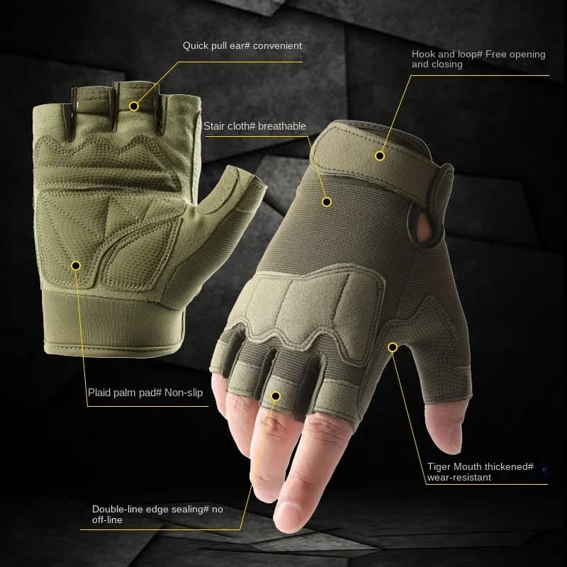 Tactical Gloves for Men and Women Half Finger Outdoor Mountaineering and Cycling Wear-resistant Breathable Riding Gloves - 4