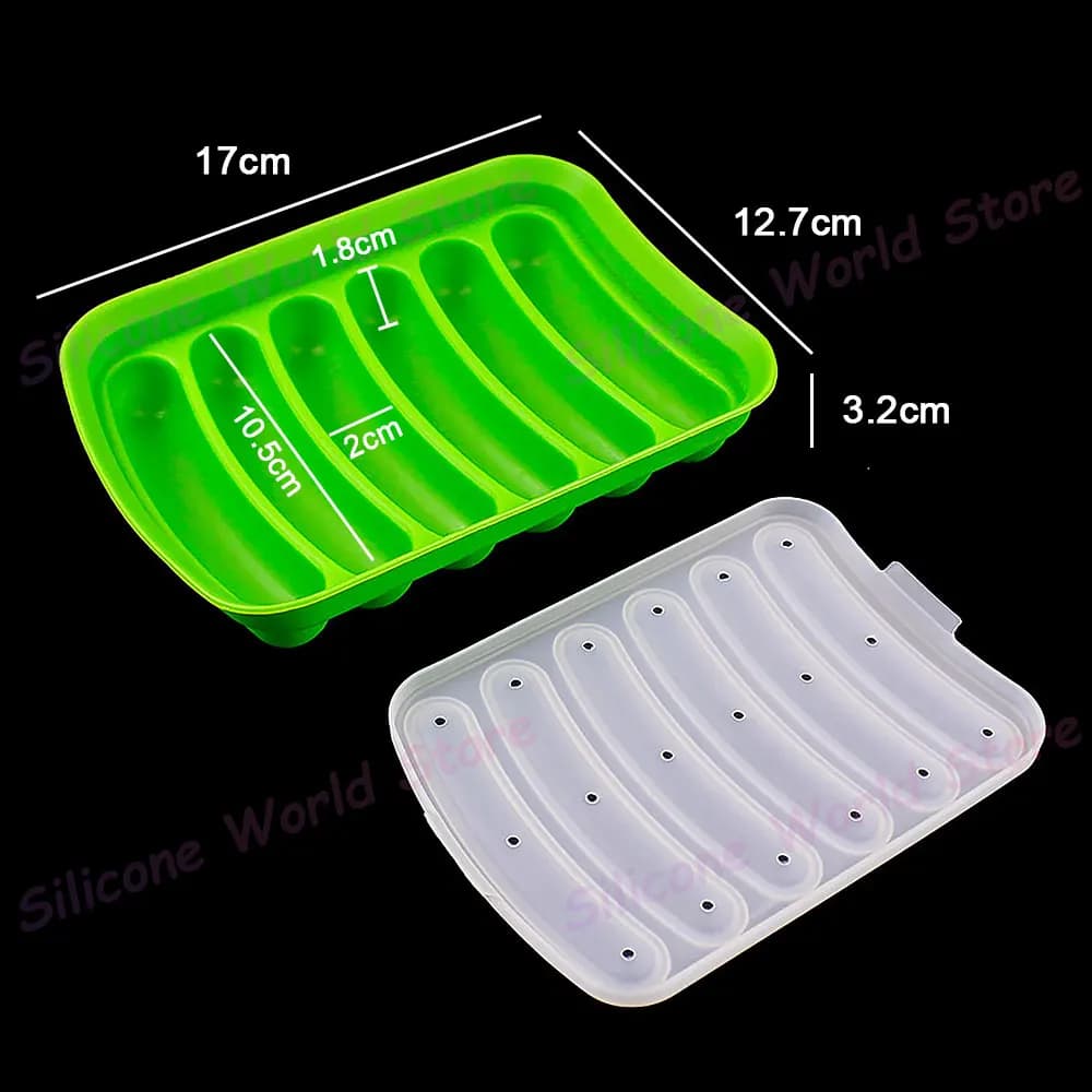 Silicone World DIY Silicone Sausage Molds With Lid Baby Complementary Food Baked and Steamed Ham Hot Dog Making Mold Baking Tool - 6