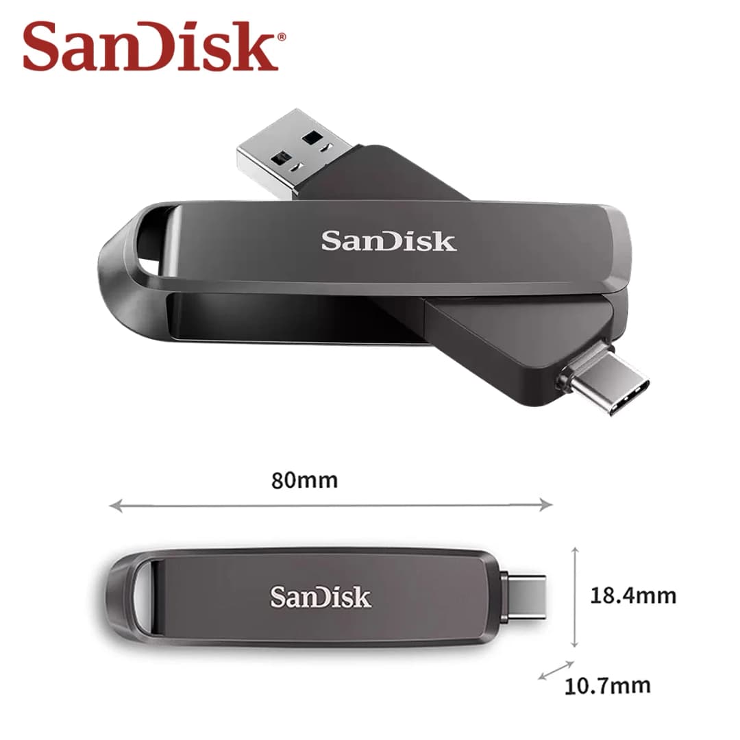 محرك أقراص فلاش SanDisk Extreme PRO Dual USB 3.2 Type-C أقراص صلبة USB سعات 256 جيجابايت 512 جيجابايت 1 تيرابايت 2 تيرابايت OTG Stick Pendrive لهاتف iPhone 15 و16 - 4