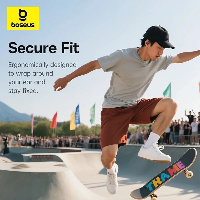سماعات أذن Baseus Eli 2i Fit مفتوحة، لاسلكية حقيقية بتقنية Bluetooth 6.0، خطافات أذن، مقاومة للماء IPX5، سماعات أذن رياضية، تعزيز الجهير - 5
