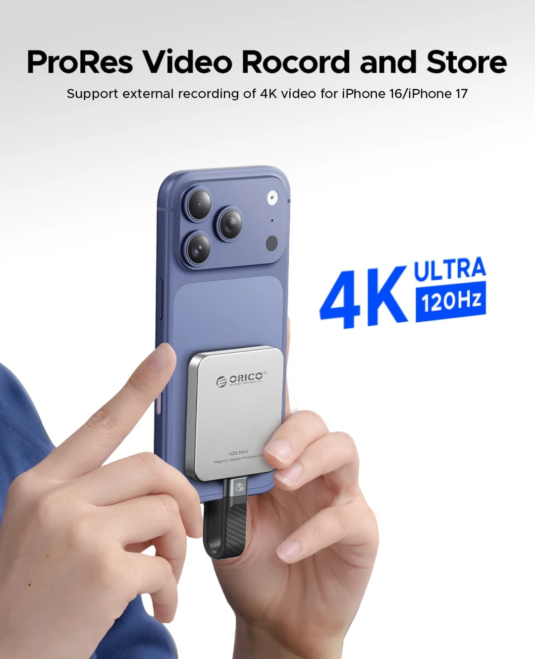 ORICO K20Mini Magnetic External SSD for iPhone 17 16 Pro/Max ProRes 2000MB/s 4K ProRes HDR Record and Store Portable Solid State - 4