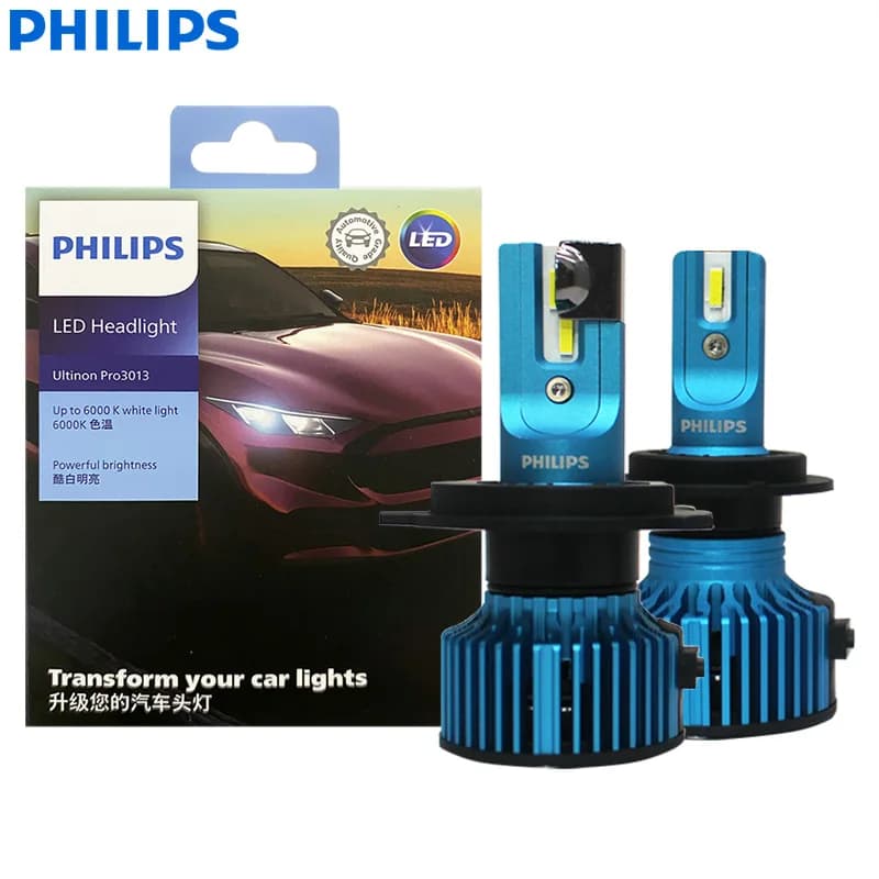 فيليبس LED H4 H7 ألتنيون برو 3013 كشاف سيارة 6000K مصابيح بيضاء باردة 12/24V طاقة ضوء ساطع ترقية أصلية LED مصابيح