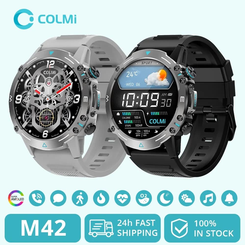 ساعة كولمي M42 الذكية بشاشة AMOLED 1.43 بوصة و100 وضع رياضي ومكالمات صوتية للرجال والنساء بمتانة عسكرية