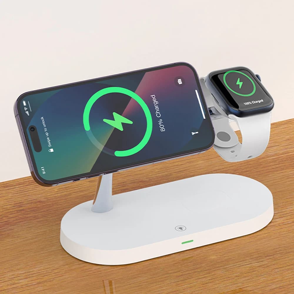 حامل شاحن لاسلكي 3 في 1 لهاتف iPhone 12/13/14/15/16/17 محطة شحن سريعة لساعة Apple 10 9 8 7 6 5 4 Airpods 2 3 Pro - 6