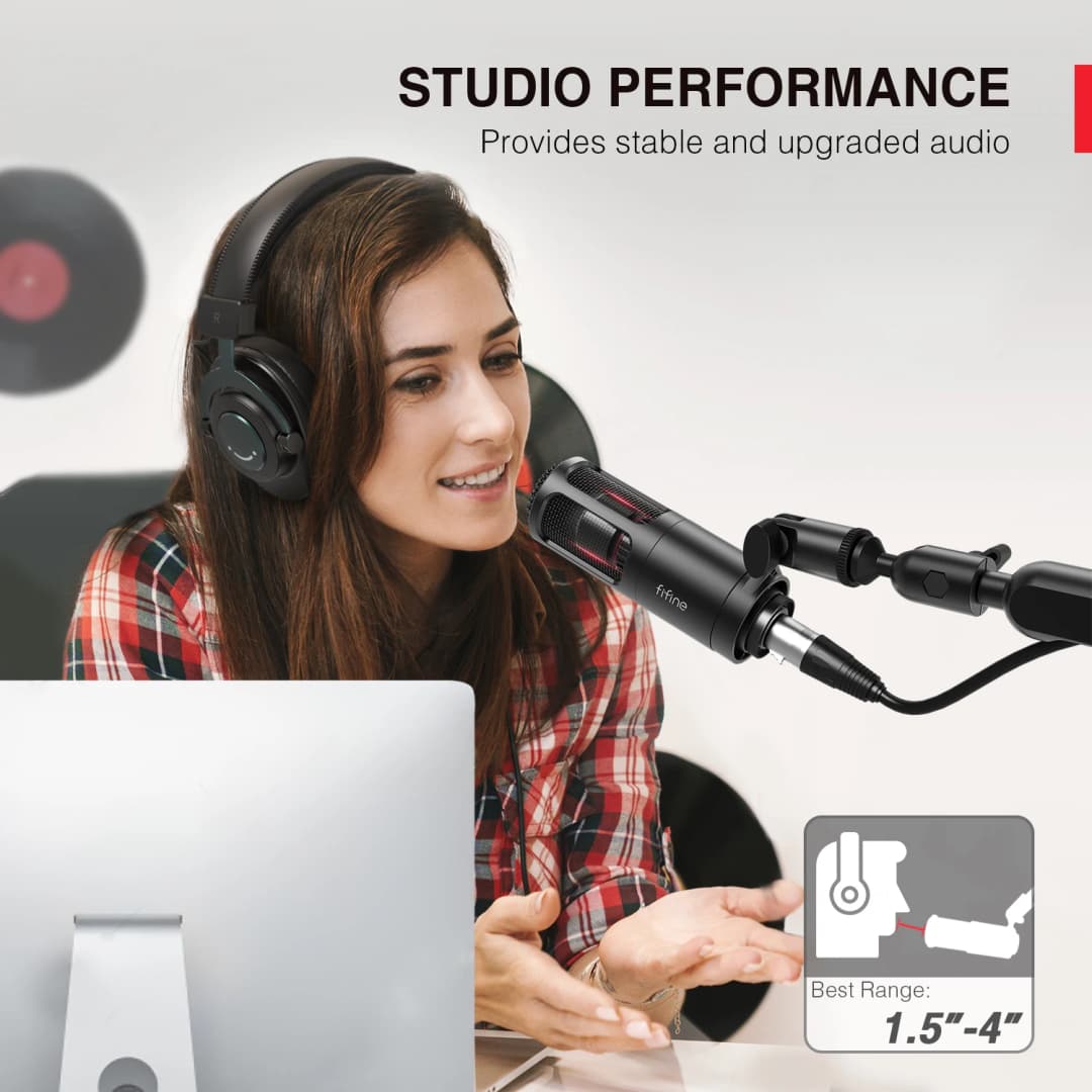 FIFINE XLR Dynamic Microphone,Vocal Podcast Mic with Cardioid Pattern, Metal Mic for Streaming/Dubbing/Video Recording,K669D - 4