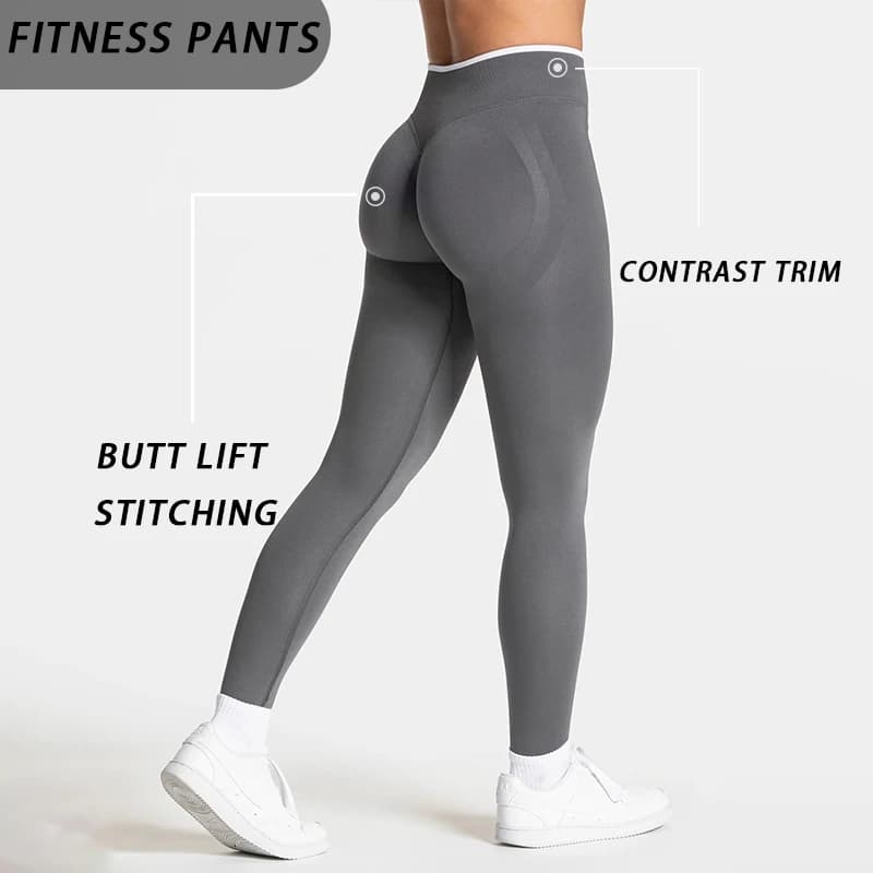 Women's High-Rise Seamless Peach Lift Leggings with Colorblock Design - 4-Way Stretch, Tummy Control for Gym, Yoga & Running - 2