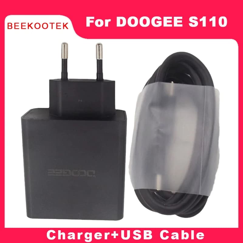 شاحن DOOGEE S110 الأصلي الجديد مع محول شحن سريع رسمي وكابل TYPE-C USB لخط البيانات لهاتف DOOGEE S110 الذكي