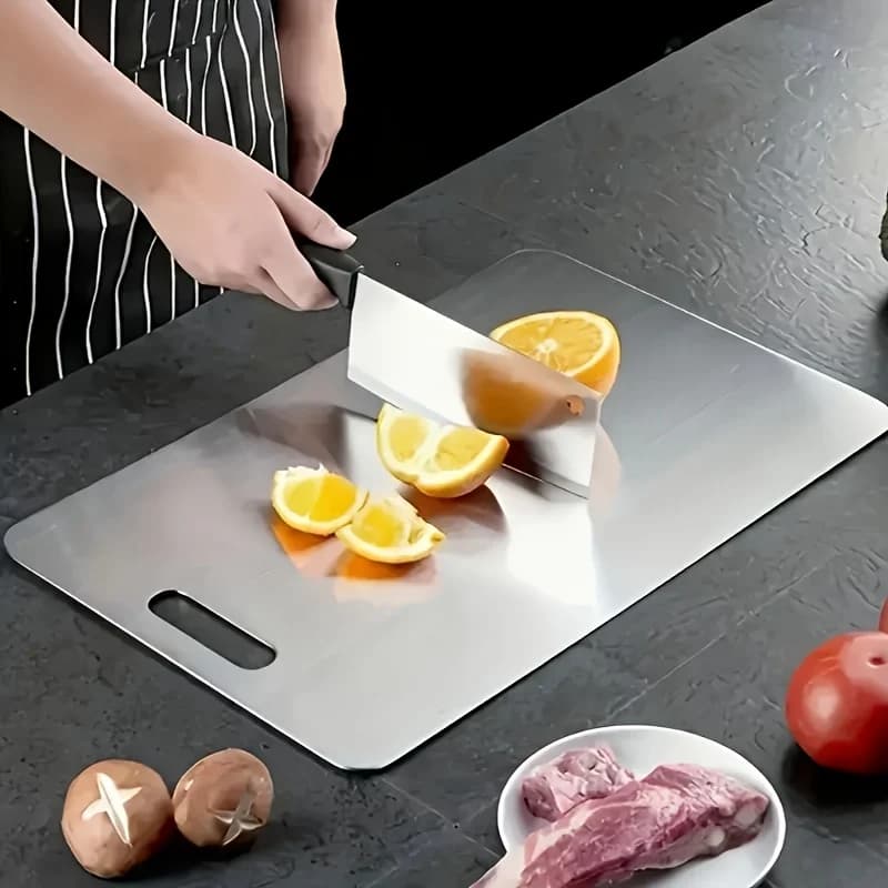 2pcs Stainless Steel Cutting Board Set - Heavy Duty Non-Slip for Meat & Vegetables | BPA Free & Rust Proof - 5