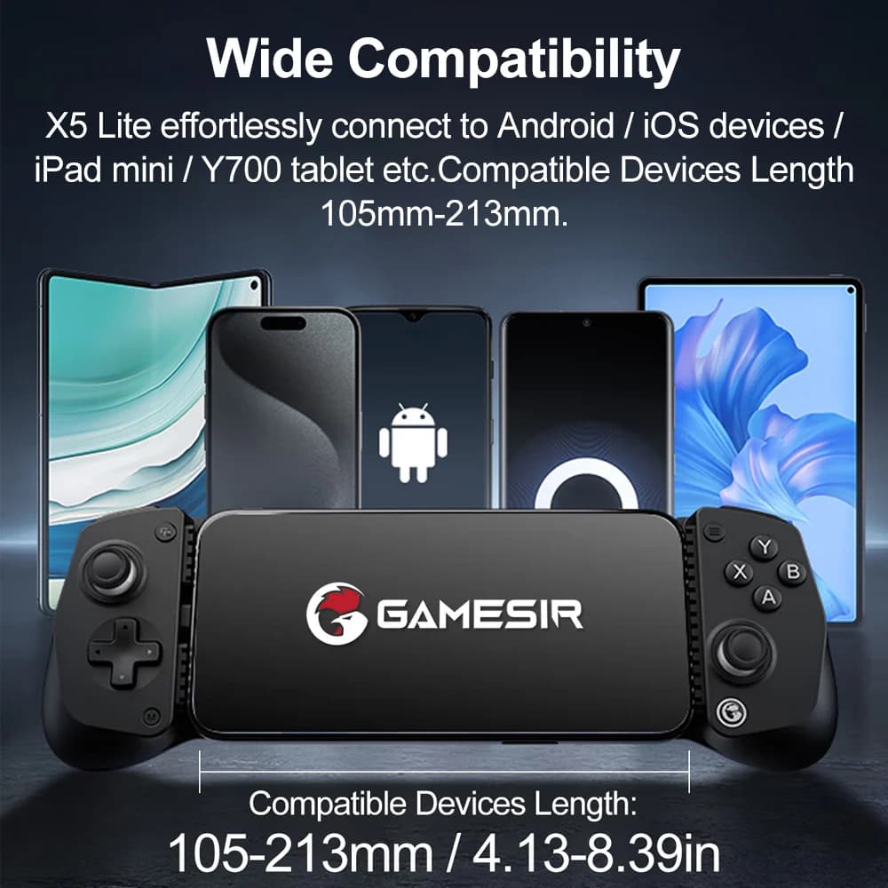وحدة تحكم ألعاب محمولة GameSir X5 Lite Type-C لنظامي أندرويد وآي أو إس مع منفذ Type-C قابل للتحريك ولوحة سيليكون قابلة للتبديل - 2