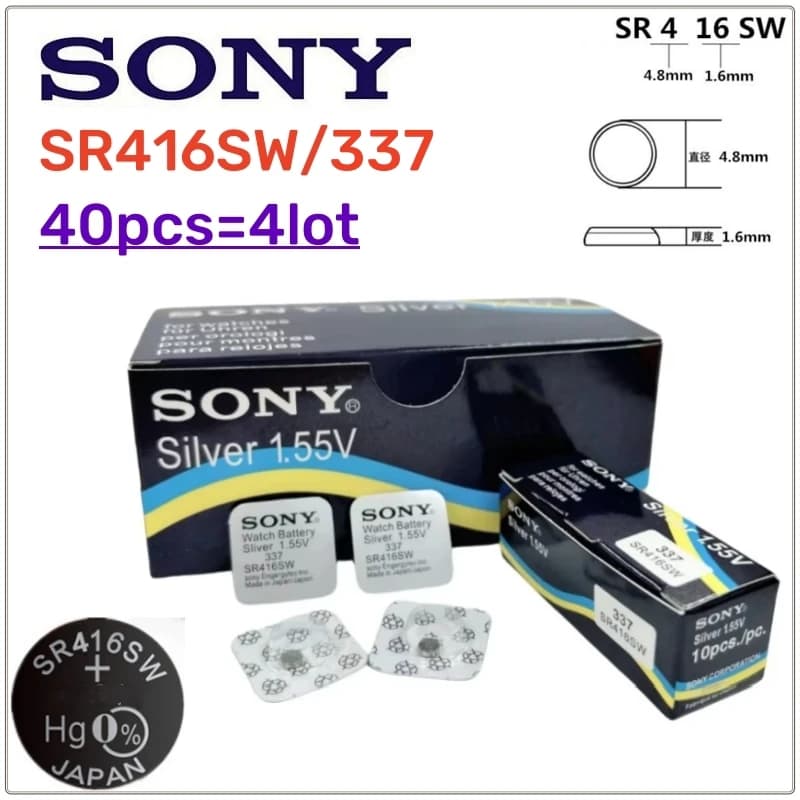 40Pcs Original SONY 337 SR416SW battery watch battery 623 D337 V337 SP337 1.55V Independent packaging