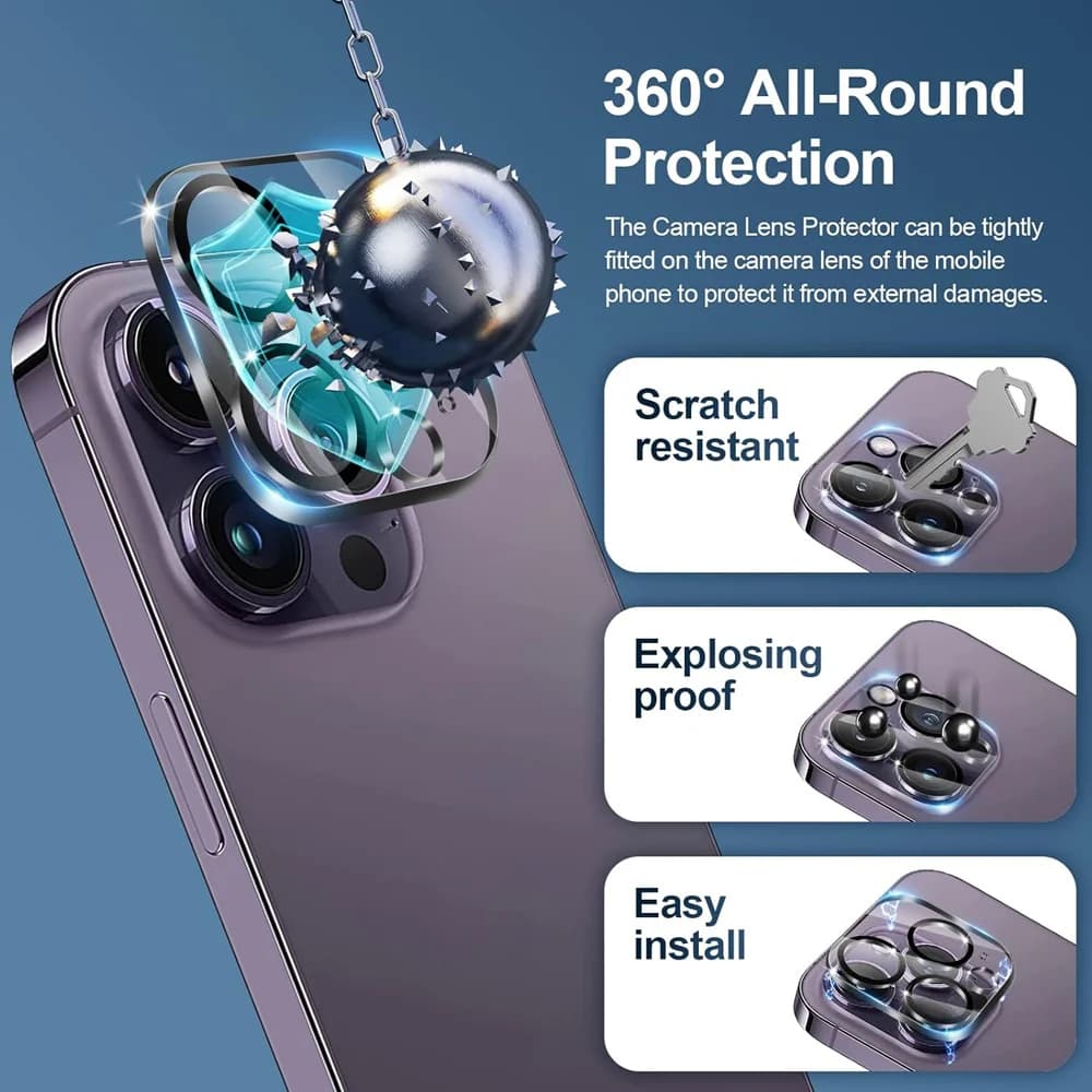 حماية شاشة عالية الدقة لـ iPhone 16 15 17 14 13 12 11 Pro Max زجاج مقسى iPhone15 Pro غطاء عدسة الكاميرا iPhone16 Plus 13 Mini - 3