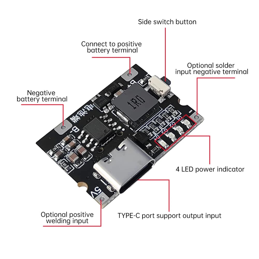 5V3A Charging And Discharging Integrated Module 3.7V4.2V Power Board Charging Protection Module Mobile Power Bank Accessories - 2