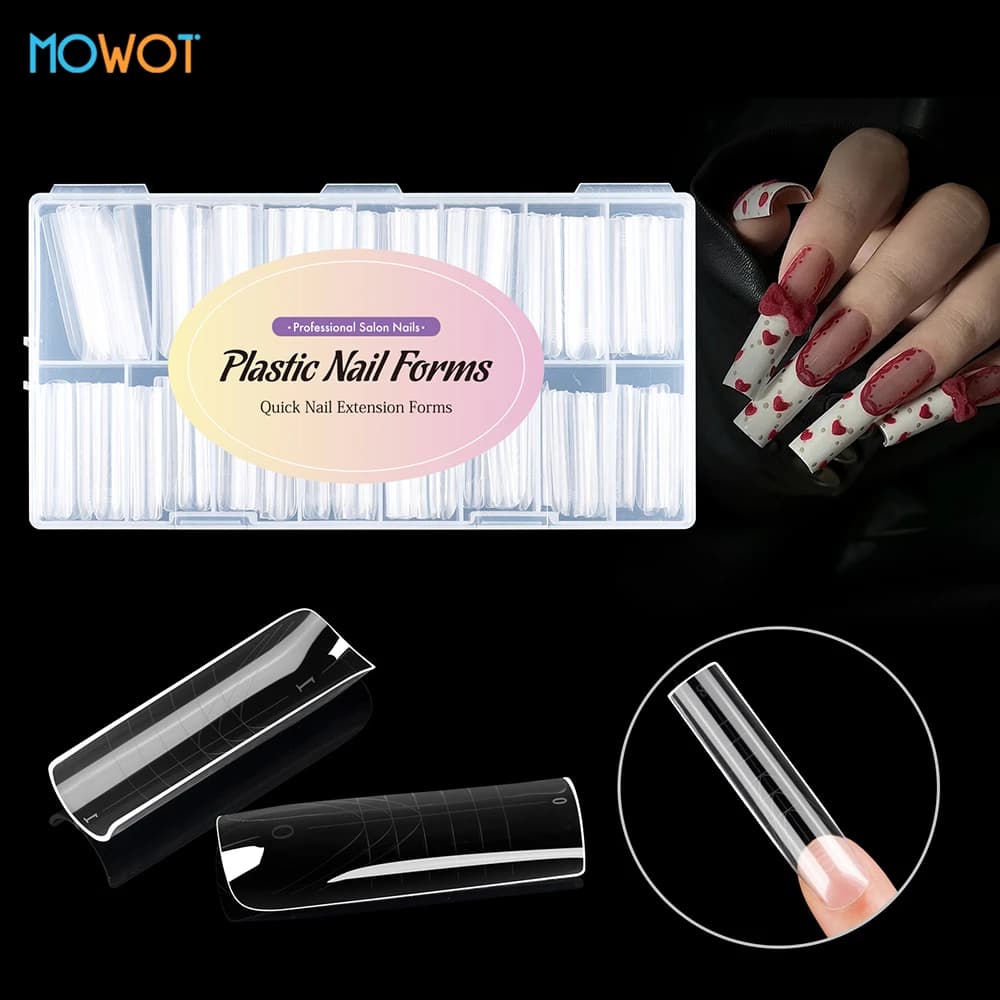 MOWOT New Square Dual Nail Form Extension False Nail Tips Quick Building Gel Molds Full Cover Large Size Acrylic Nail Top Forms - 2