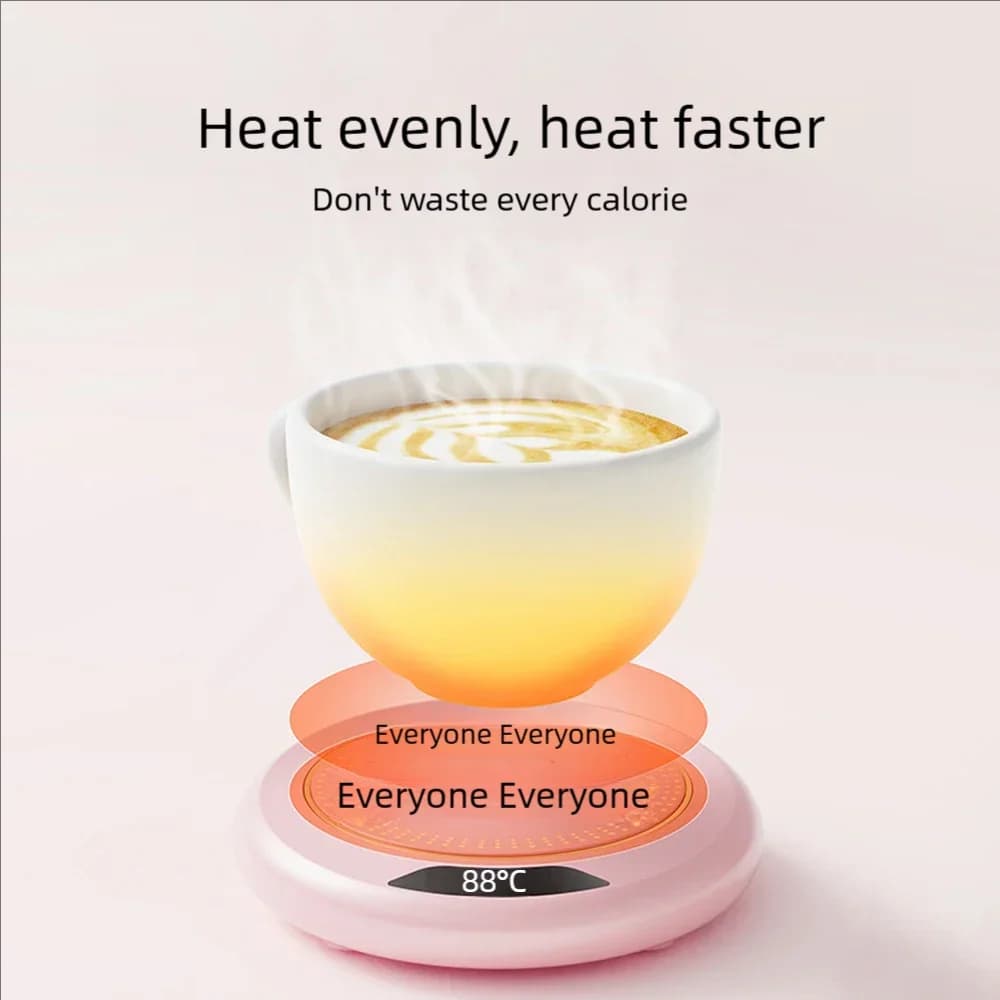 USB Mug Warmer Pad 20W Adjustable Temperature Heating Coaster with Display, Touch Control, 3-Level Warmer For Home Office - 2